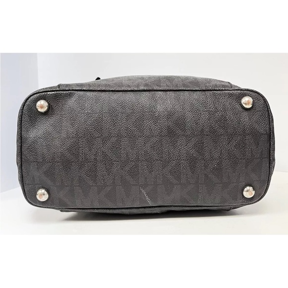 Michael Kors Jet Set Monogram Signature Logo Tote - Black - Picture 5 of 8